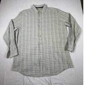 Hoggs of Fife Men 18 Green Plaid Long Sleeve Button Front Cotton Dress Shirt